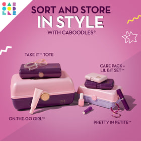Interior view of Caboodles On-The-Go Girl Makeup Box with compartments