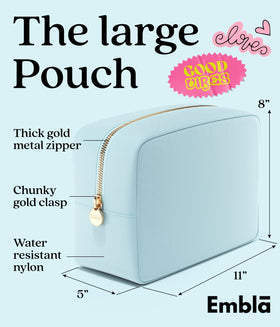 Interior view of Embla Large Makeup Bag showing ample space