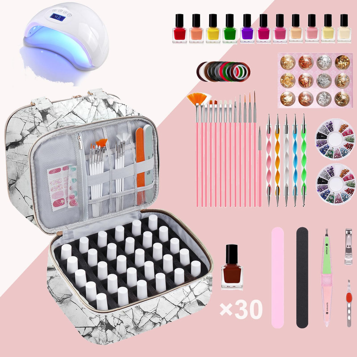 Interior view of FCQQYWZ Nail Polish Organizer showing compartments