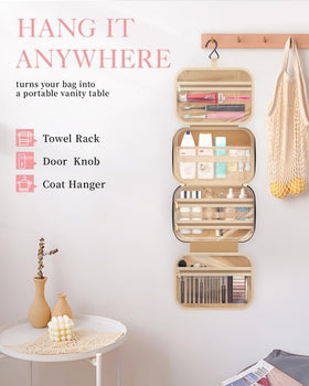 Interior view of HOTOR toiletry bag with organized items