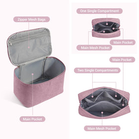 Interior view of MAGEFY makeup bag showing pockets