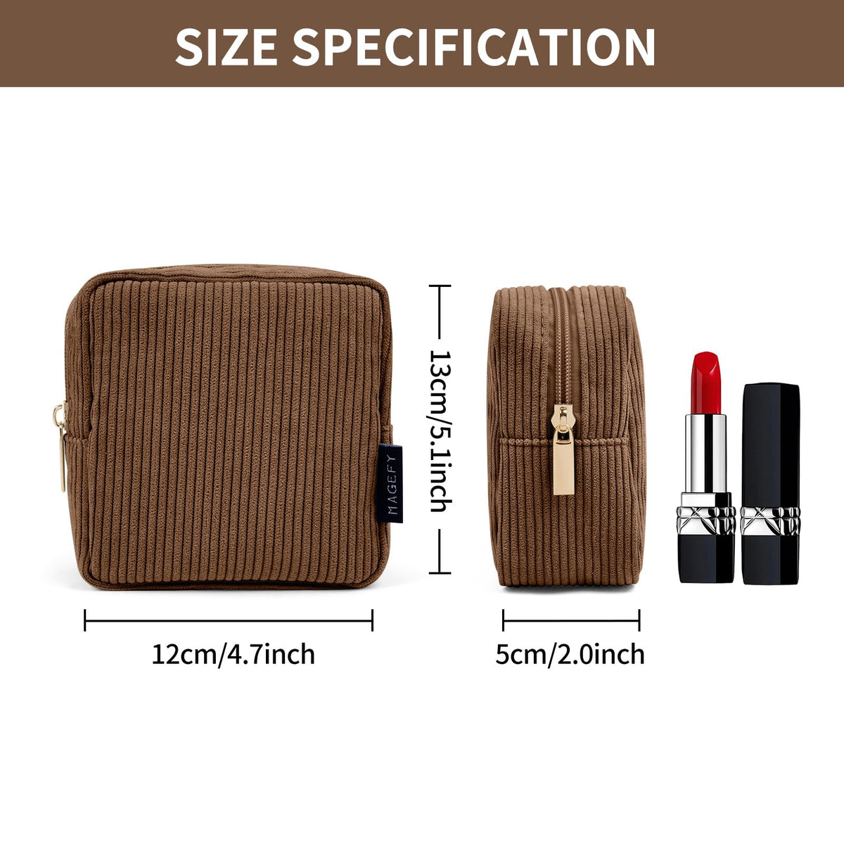 Interior view of MAGEFY Small Makeup Bag with organised pockets