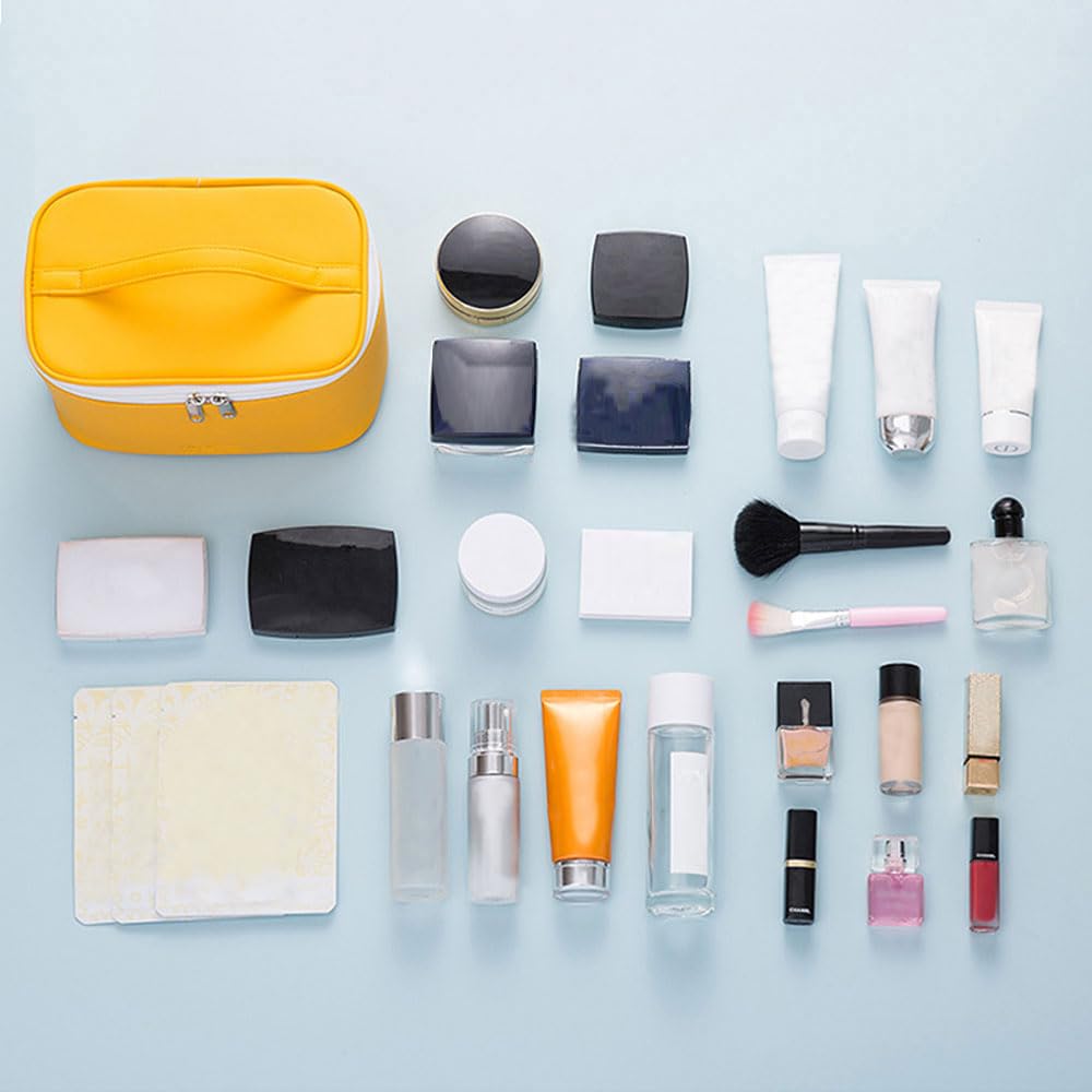 Interior view of Meiyuuo Travel Makeup Bag with elastic bands