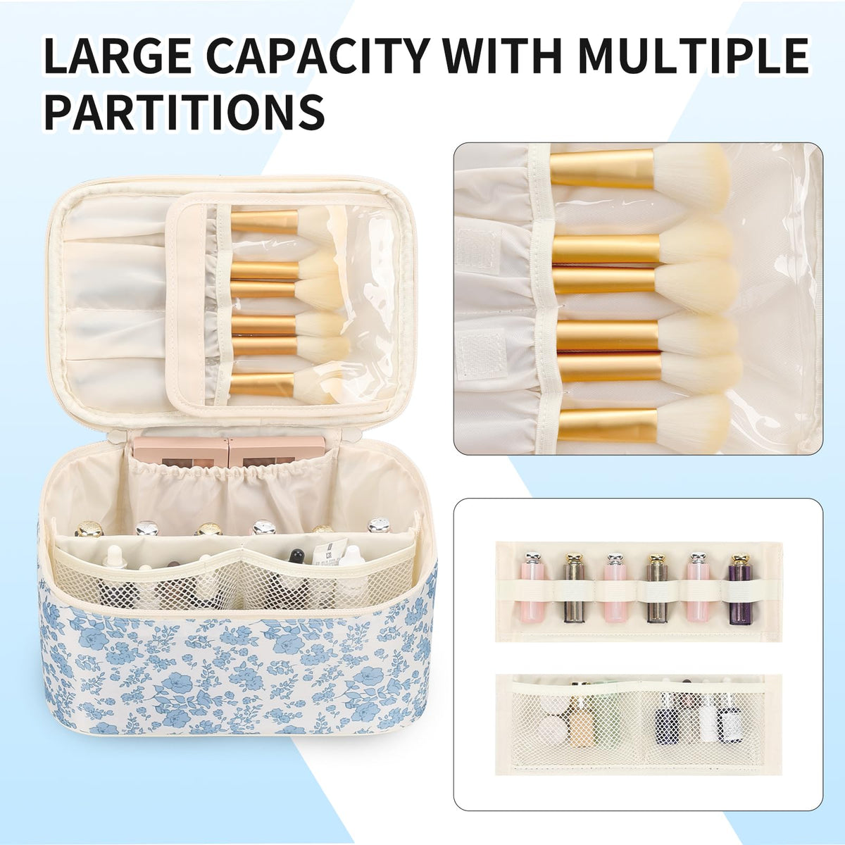 Interior view of OCHEAL Makeup Bag showing dividers