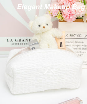 Interior view of PAZIMIIK Cozy Makeup Bag showing storage