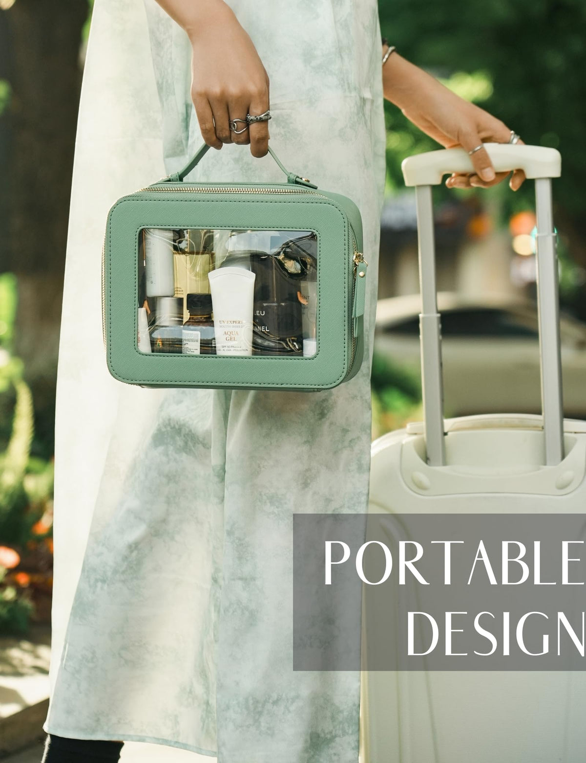 Interior view of Popvibe Clear Makeup Bag showing spacious design