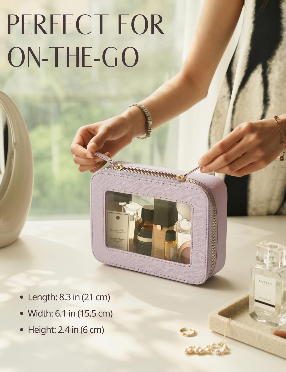 Interior view of Popvibe Clear Makeup Bag showing storage space