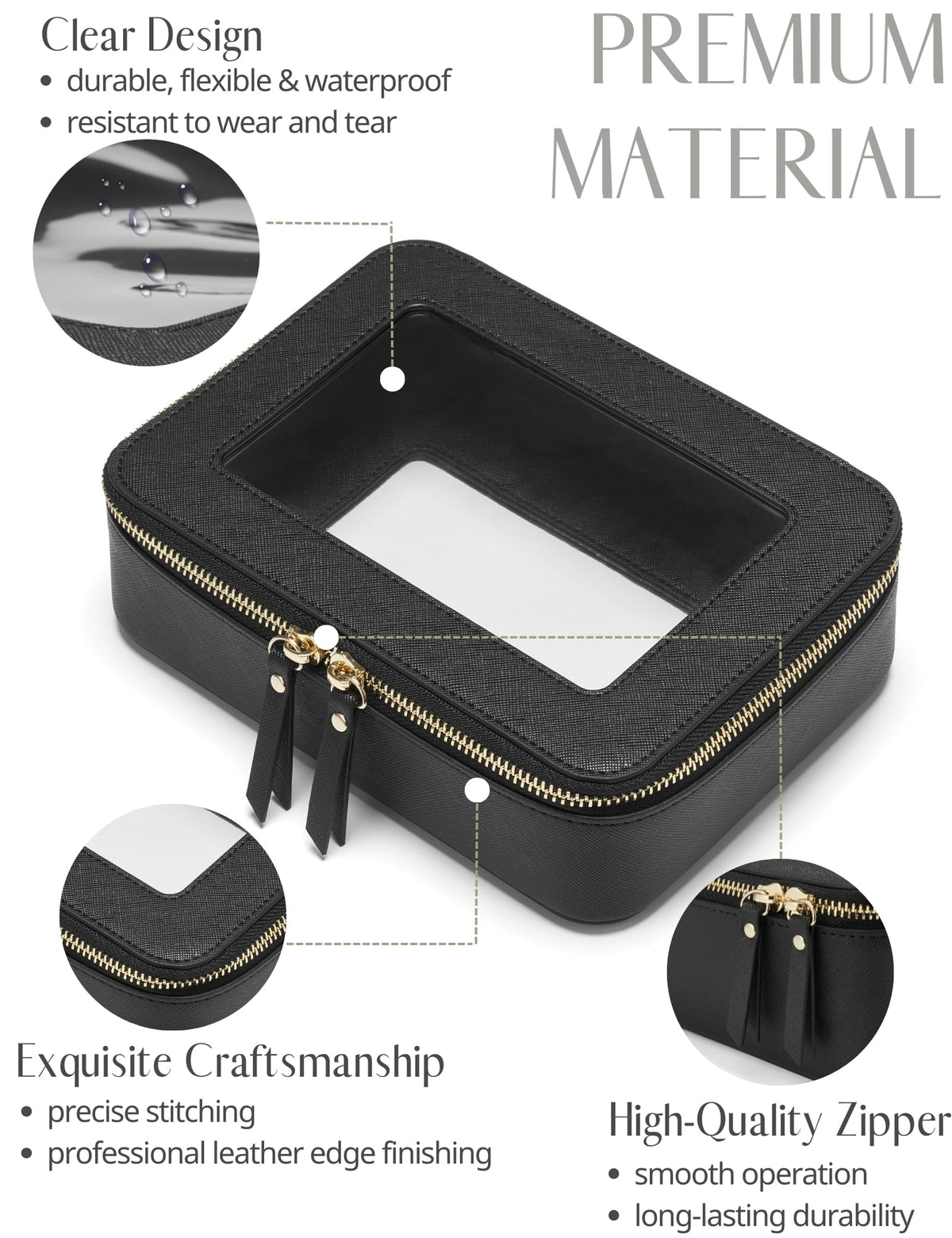 Interior view of Popvibe clear makeup bag showing storage space
