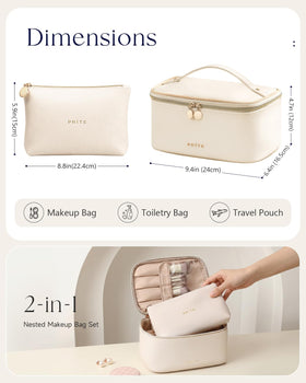 Interior view of Prite Makeup Bag showing compartments
