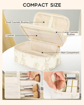 Interior view of Relavel Travel Makeup Bag with brush holders