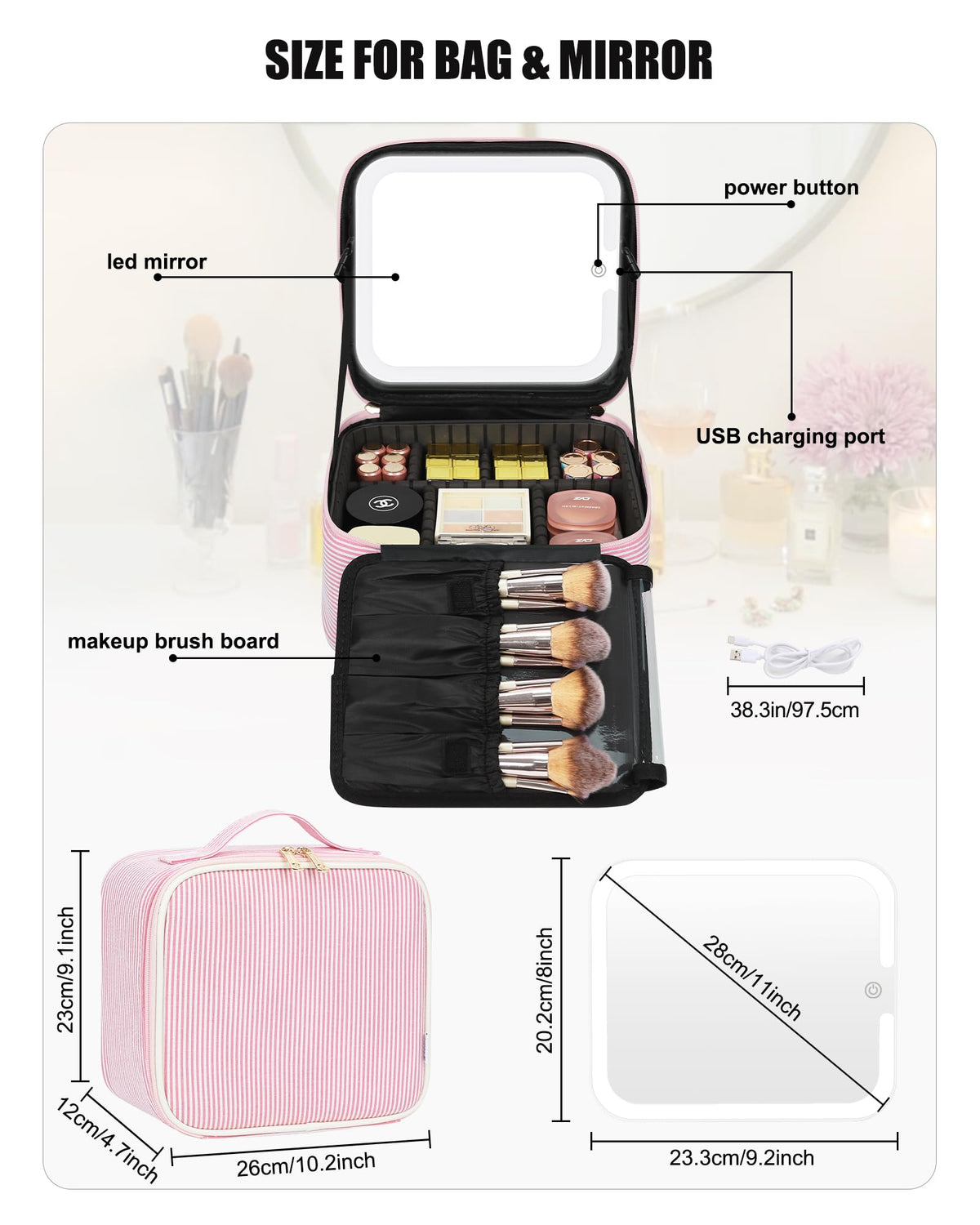 Interior view of Relavel Travel Makeup Bag with detachable dividers