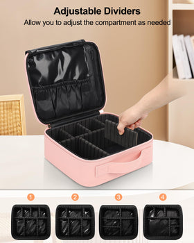 Interior view of Relavel Travel Makeup Train Case showing compartments