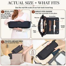 Interior view of the BAREFOOT CARIBOU Hair Tools Travel Bag with pockets