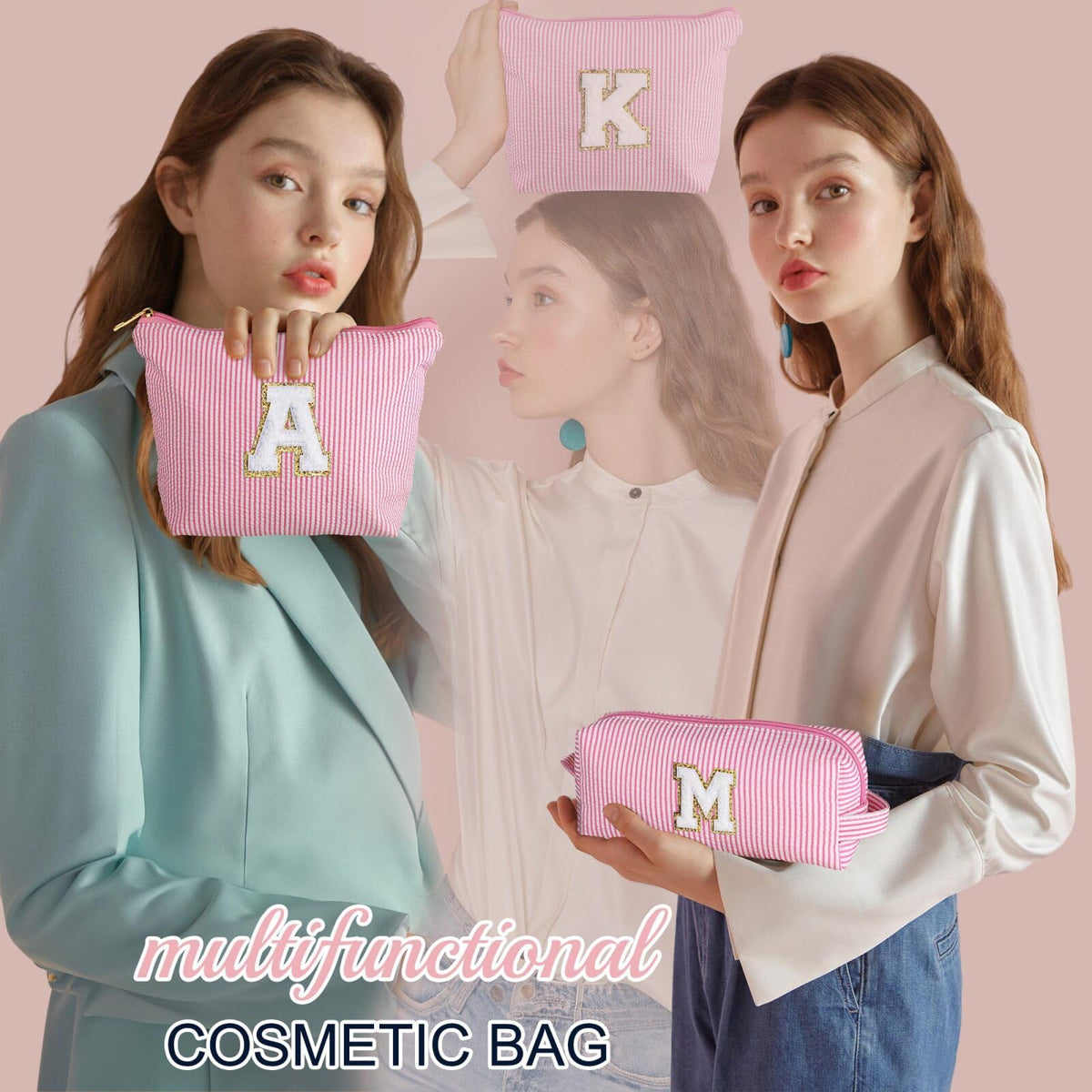 Interior view of YOOLIFE Initial Makeup Bag showing space