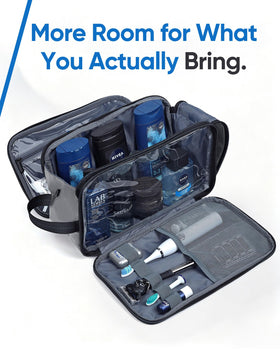 Interior view of ZEEMO Travel Toiletry Bag with organized pockets