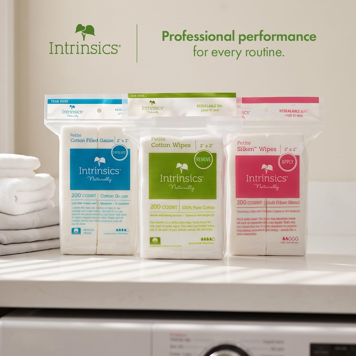 Intrinsics Petite Silken Wipes stacked for display
