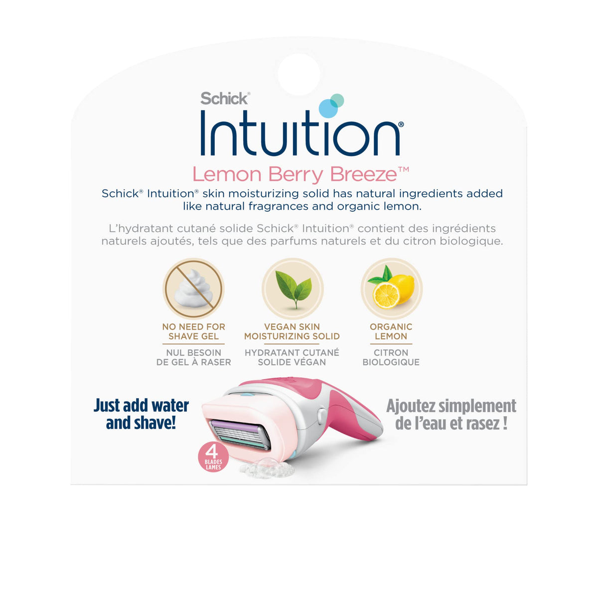 INTUITION Lemon Berry Breeze Razor Refills in lifestyle setting