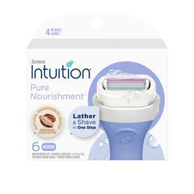 INTUITION Pure Nourishment Razor Refills front view with 6 cartridges