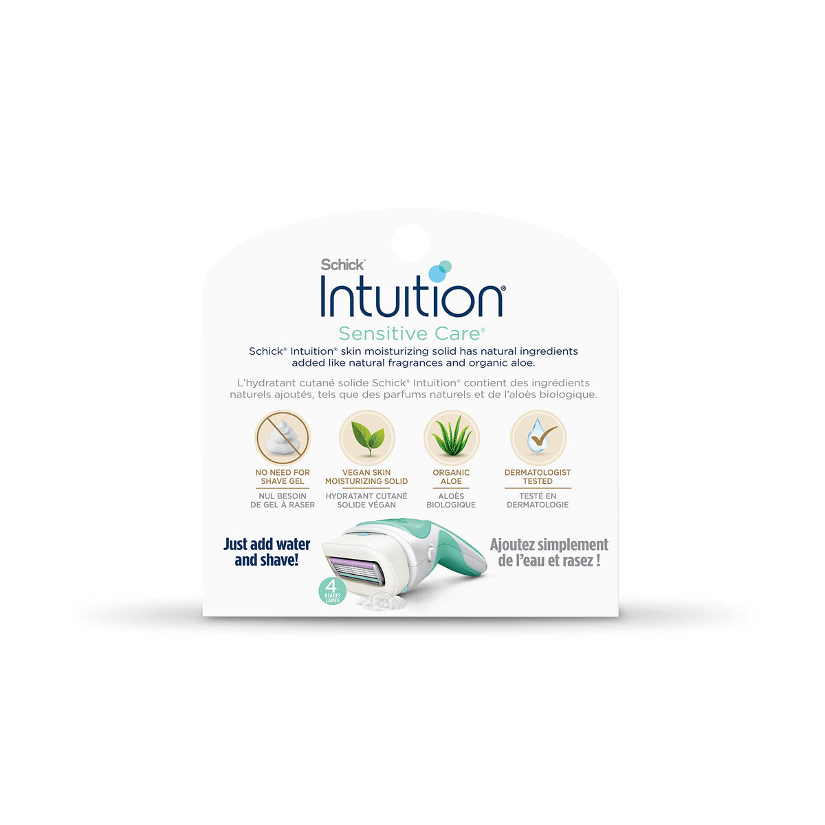 INTUITION Schick Sensitive Care Razor Blade in use on skin