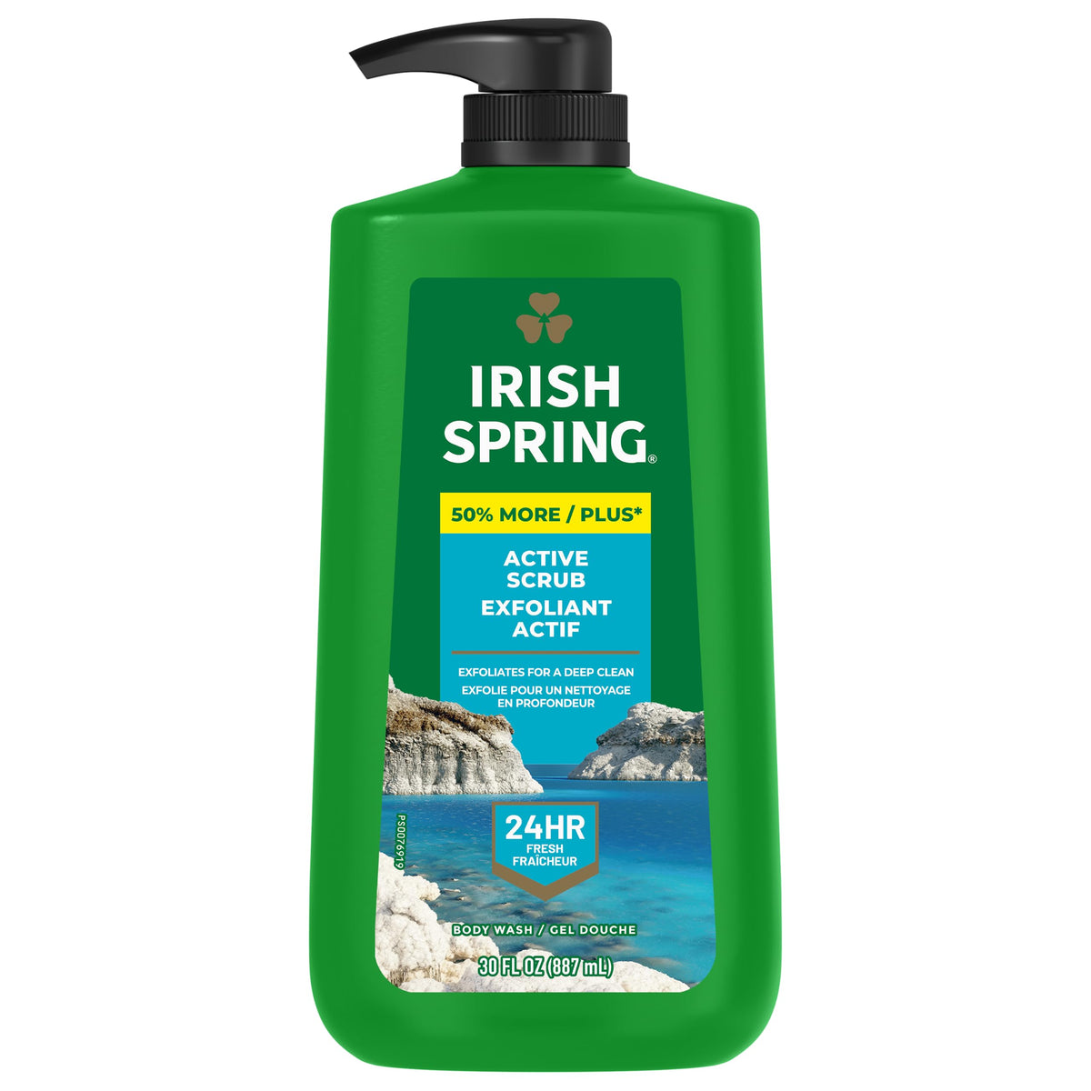 Irish Spring Active Scrub Body Wash 30 fl oz in shower setting