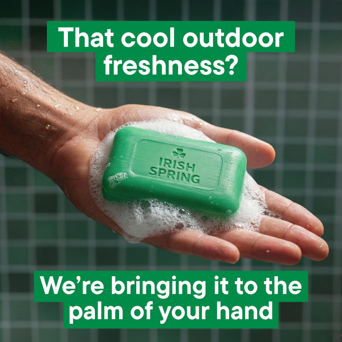 Irish Spring Bar Soap for Men displayed in bathroom setting