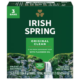 Irish Spring Deodorant Bar Soap Original 3.75 oz pack front view