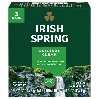 Irish Spring Deodorant Bar Soap Original 3.75 oz pack front view