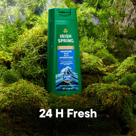 Irish Spring Moisture Blast Body Wash back view, highlighting ingredients