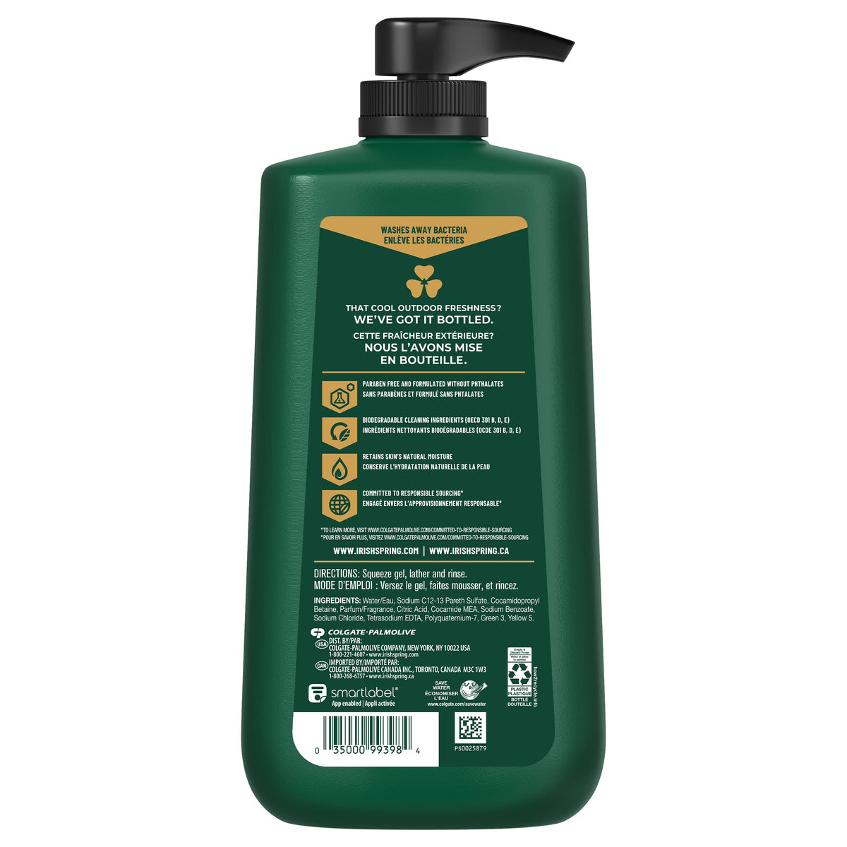 Irish Spring Original Clean Body Wash 30 Oz Pump in bathroom setting