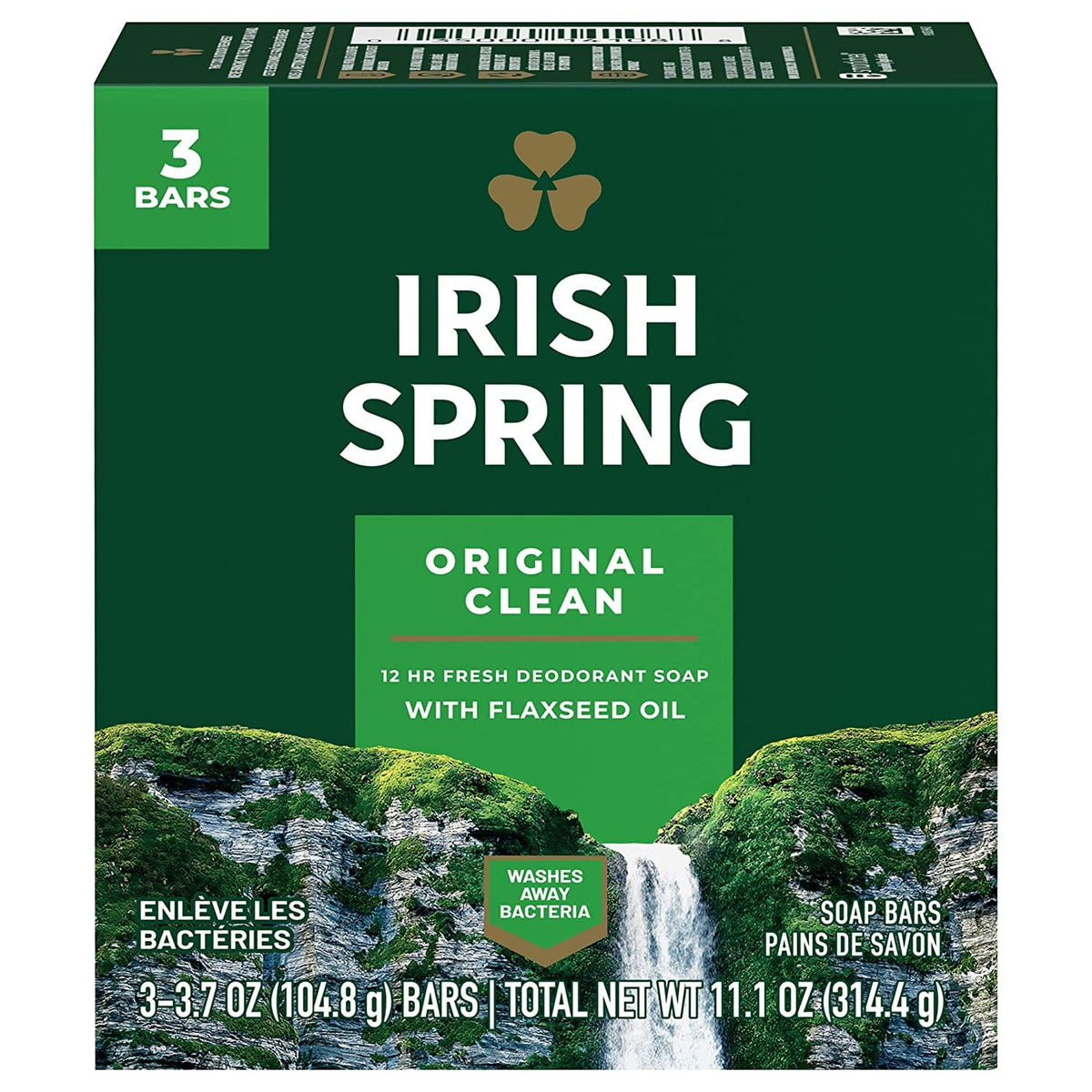 Irish Spring Original Deodorant Soap pack of 6 bars front view