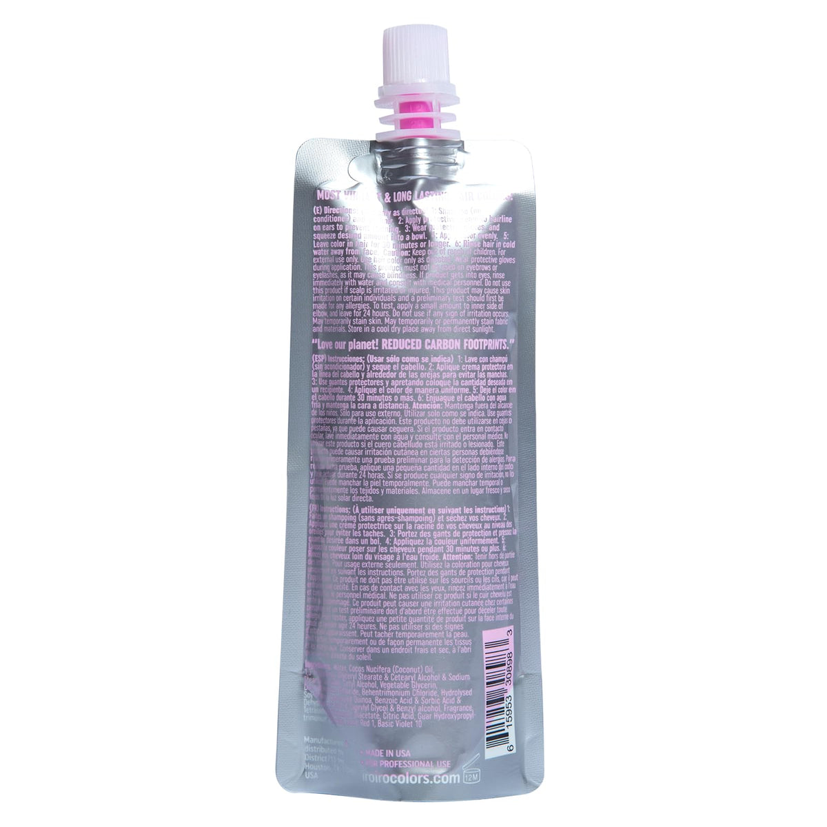 iroiro hair color eco-pouch with vibrant neon pink shade