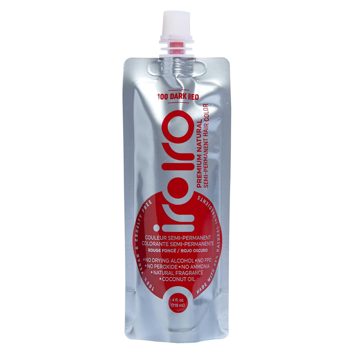iroiro Premium Natural Semi-Permanent Hair Color 100 Dark Red 4oz front view