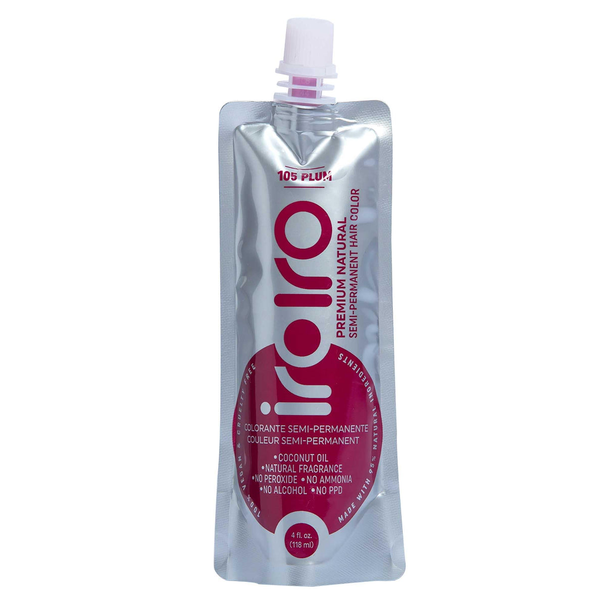 iroiro Premium Natural Semi-Permanent Hair Color 105 Plum 4oz front view