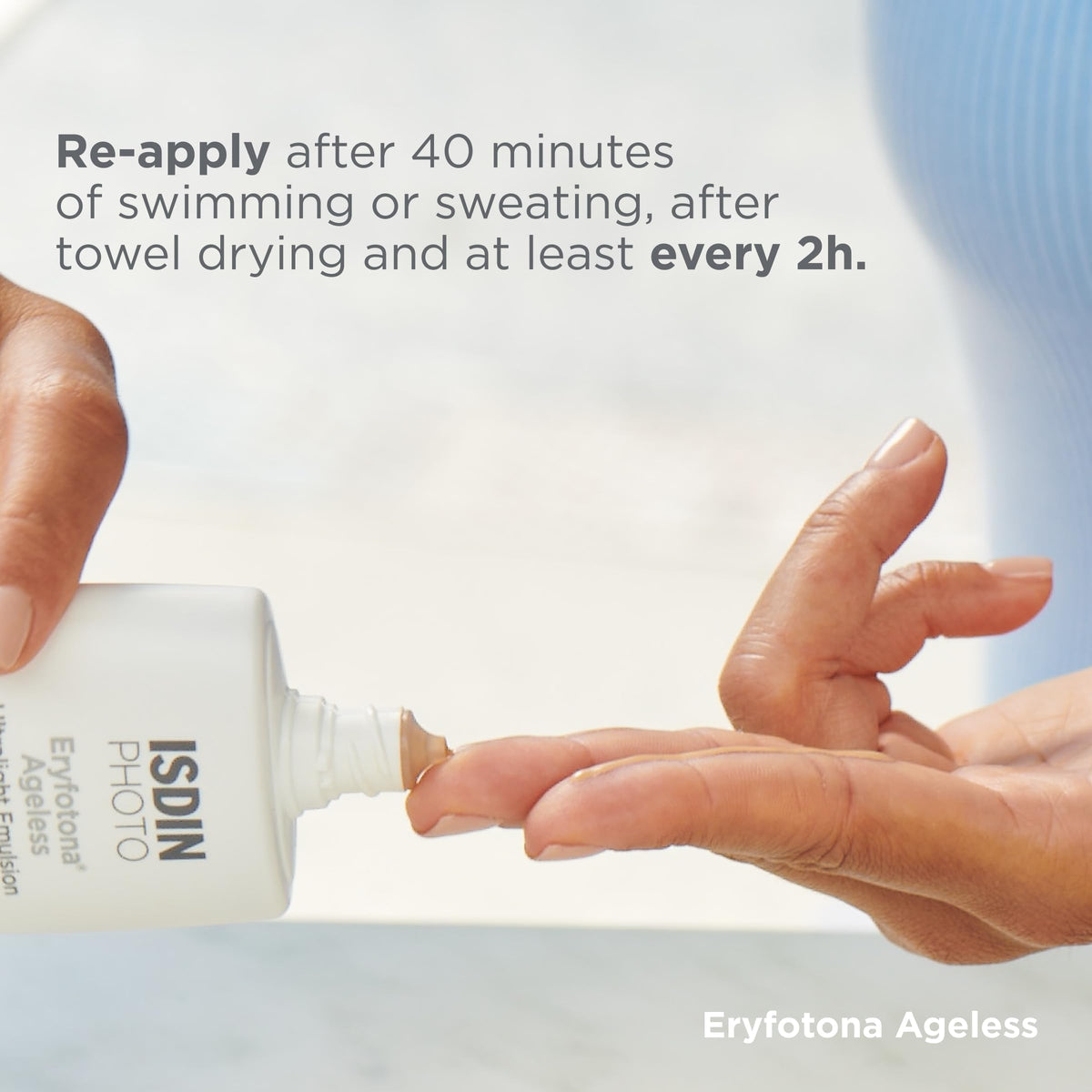 ISDIN Eryfotona Ageless Tinted Mineral Face Sunscreen SPF 50 application on skin
