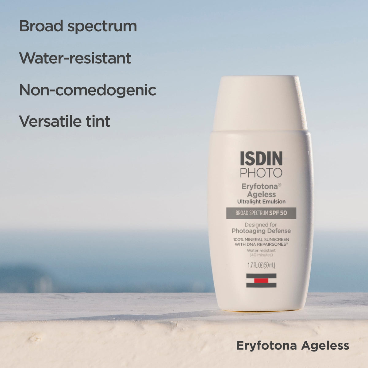 ISDIN Eryfotona Ageless Tinted Mineral Face Sunscreen SPF 50 texture close-up