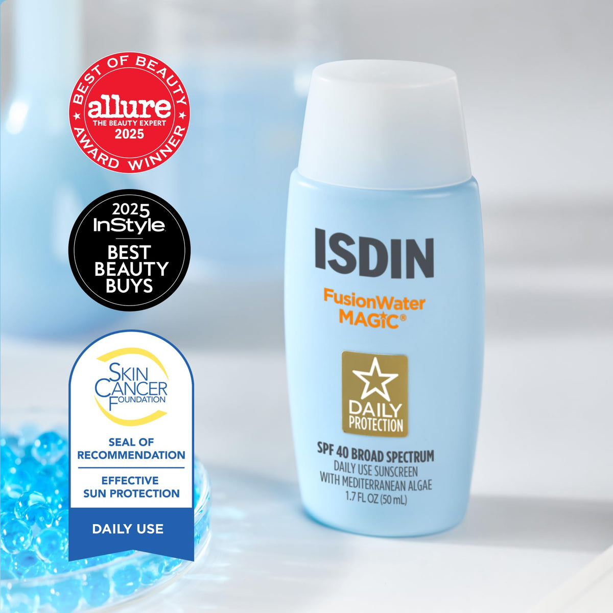 ISDIN Fusion Water MAGIC Face Sunscreen SPF 40 back view