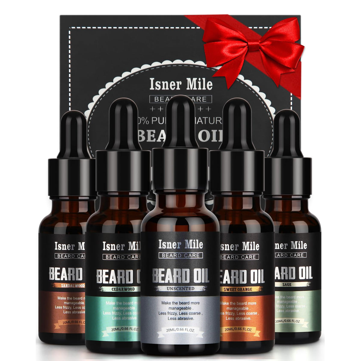 ISNER MILE Beard Oil Set packaging front view