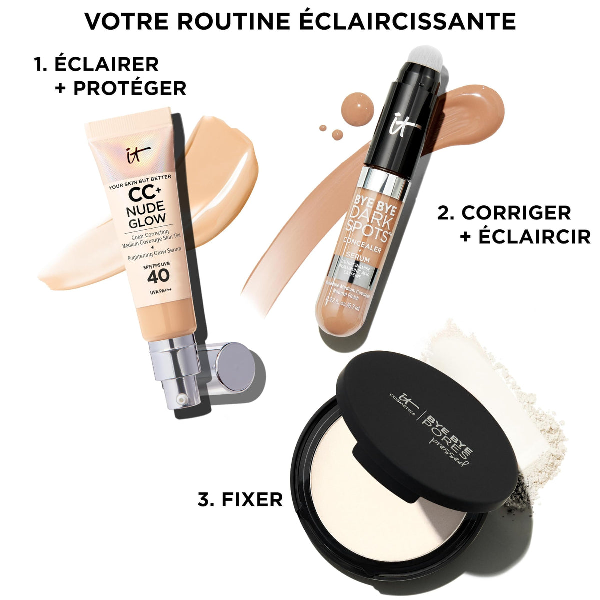 IT Cosmetics Bye Bye Dark Spots Concealer with other beauty products