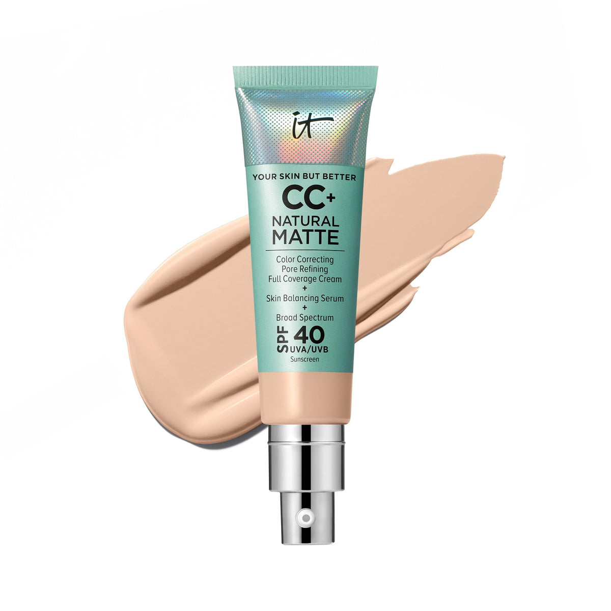 IT Cosmetics CC+ Cream Natural Matte Foundation SPF 40 Fair Light front view