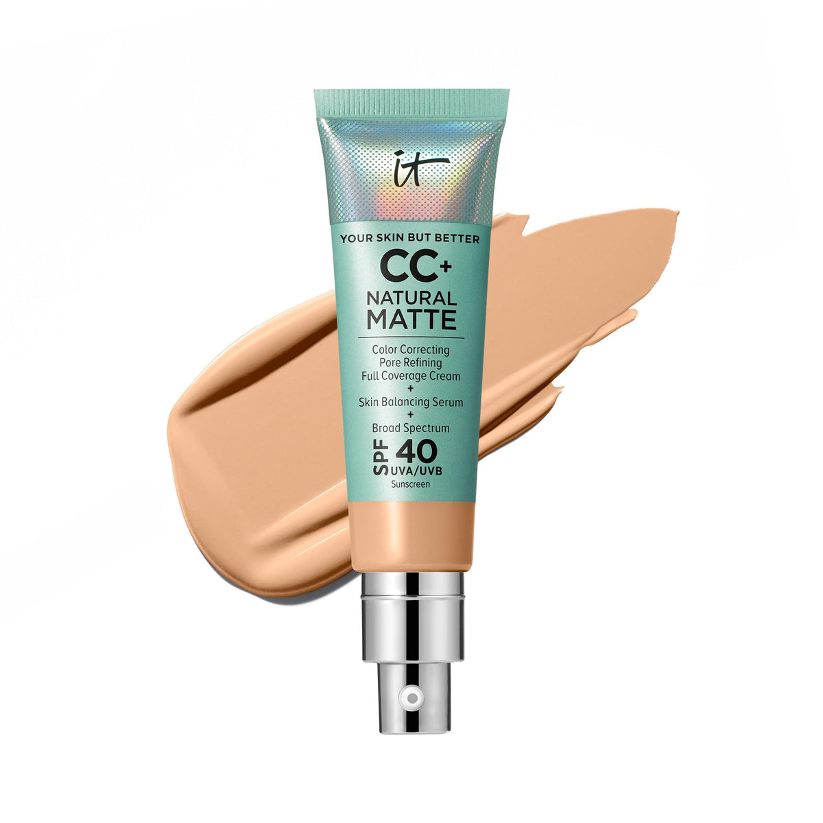 IT Cosmetics CC+ Cream Natural Matte Foundation SPF 40 in Medium (N) front view