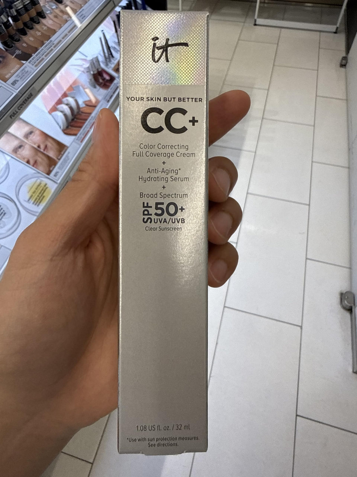 IT Cosmetics CC+ Cream Neutral Deep with makeup accessories