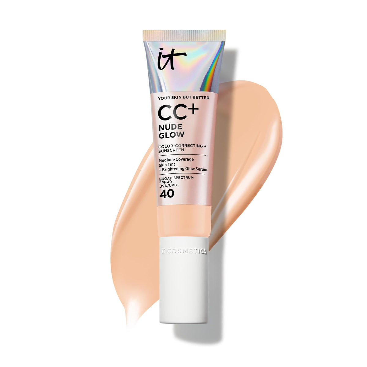 IT Cosmetics CC+ Cream Nude Glow SPF 40 Light Medium front view