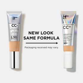 IT Cosmetics CC+ Cream Tan Rich cap removed showing applicator