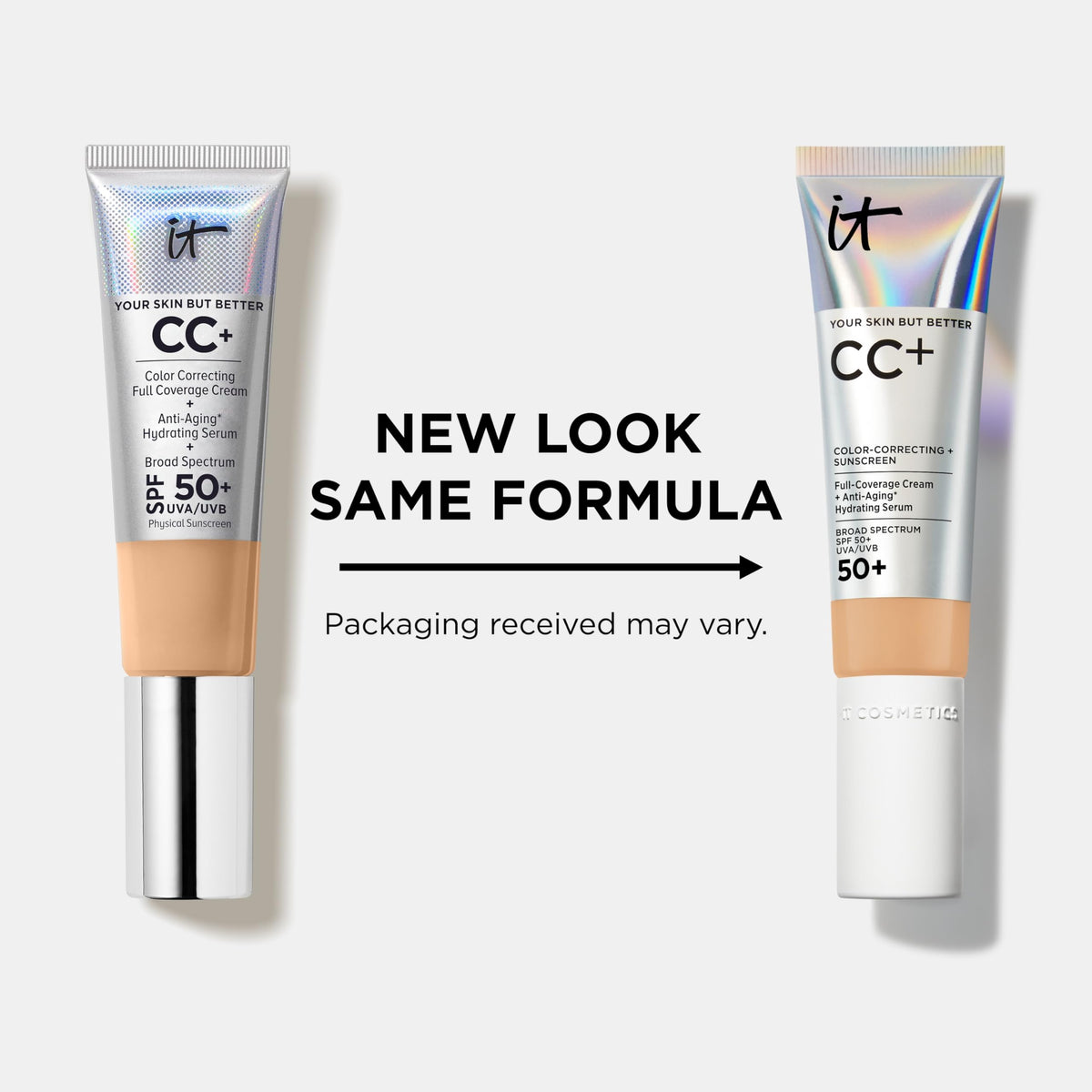 IT Cosmetics CC+ Cream Travel Neutral Tan in makeup routine