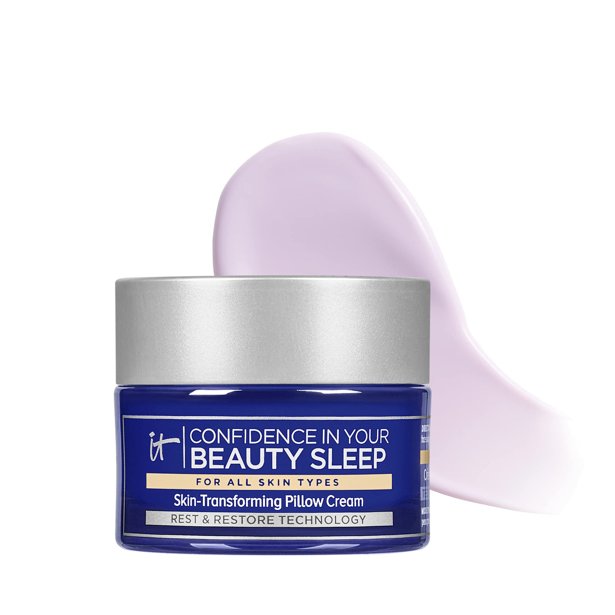 IT Cosmetics Confidence in Your Beauty Sleep Night Cream Mini front view with lavender texture
