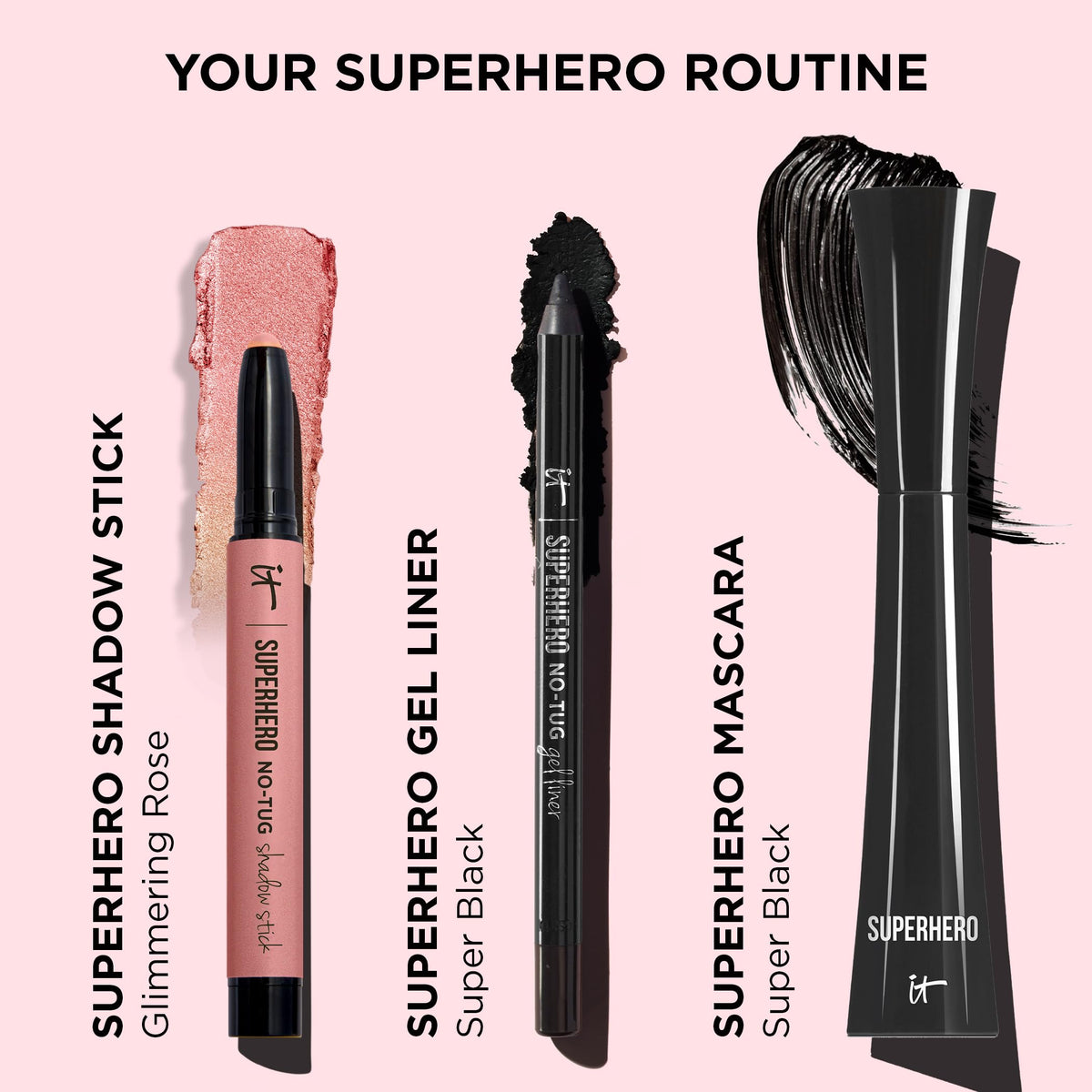 IT Cosmetics Superhero Eyeshadow Stick Glimmering Rose texture detail