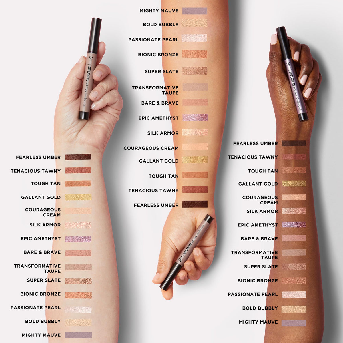 IT Cosmetics Superhero Eyeshadow Stick in use on model