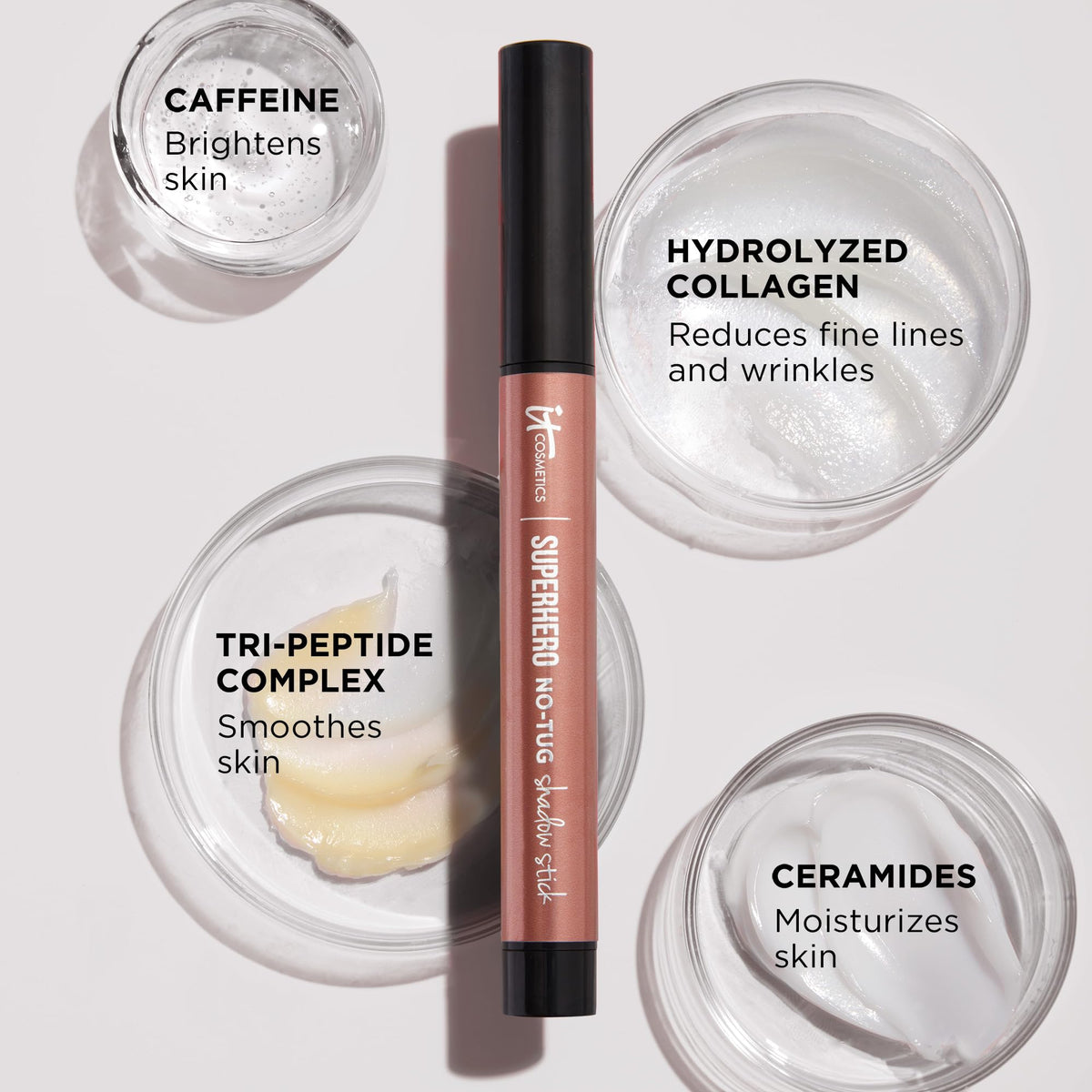 IT Cosmetics Superhero Eyeshadow Stick Passionate Pearl swatch on skin