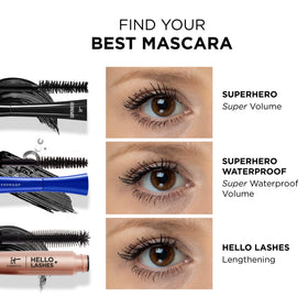 IT Cosmetics Superhero Mascara and beauty tools setup