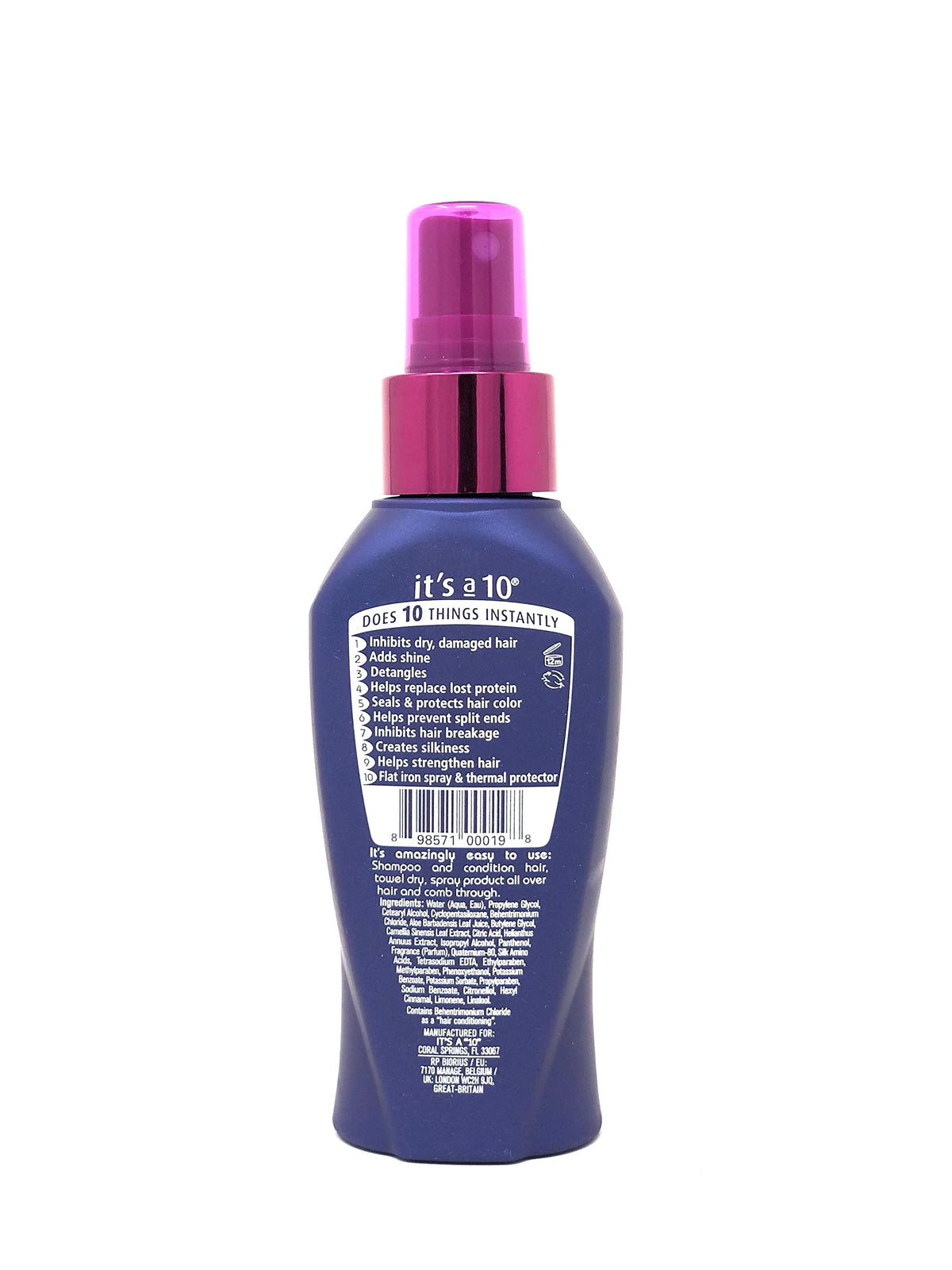 It's a 10 Haircare Miracle Leave-In Conditioner 4 fl. oz back view